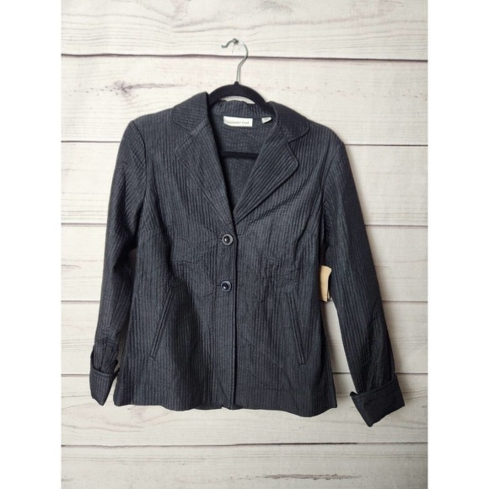 NWT Coldwater Creek Women's Black‎ Collared Long Sleeve Channel Quilted Jacket 4